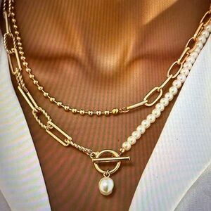 Gold and Pearl Layered Necklace
